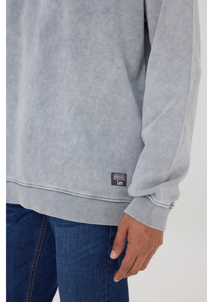 Loose Fit Rahat Kesim Bisiklet Yaka %100 Pamuk Gri Sweatshirt