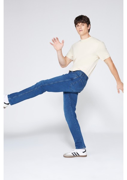 Slim Fit Dar Kesim Düşük Bel Taşlamalı Gri Esnek Larston Jean Denim Kot Pantolon