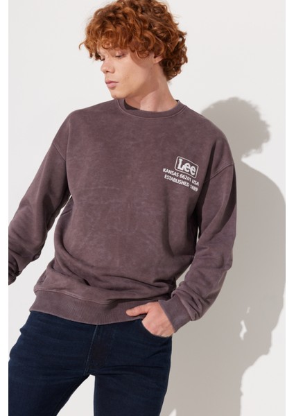 Loose Fit Rahat Kesim %100 Pamuk Bisiklet Yaka Sweatshirt