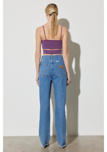 Straight Fit Düz Kesim %100 Pamuk Normal Bel Açık Mavi Jean Kot Pantolon