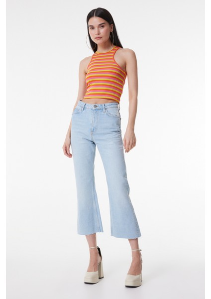 Stella A Line Fit %100 Pamuk Çok Yüksek Bel İspanyol Paça Jean Kot Pantolon