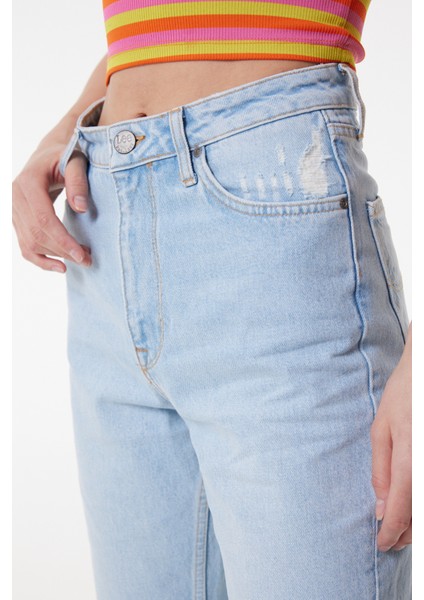 Stella A Line Fit %100 Pamuk Çok Yüksek Bel İspanyol Paça Jean Kot Pantolon