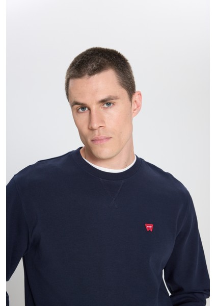 Regular Fit Normal Kesim Bisiklet Yaka Koyu Yeşil Sweatshirt