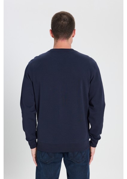 Regular Fit Normal Kesim Bisiklet Yaka Koyu Yeşil Sweatshirt