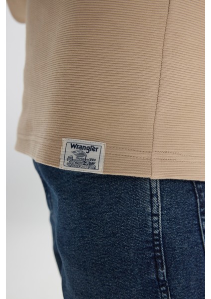 Regular Fit Normal Kesim Bisiklet Yaka Haki Sweatshirt