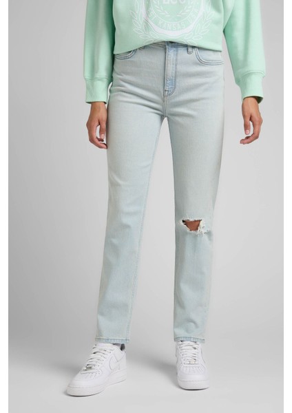 Carol Cropped Straight Fit Yüksek Bel Esnek Jean Kot Pantolon