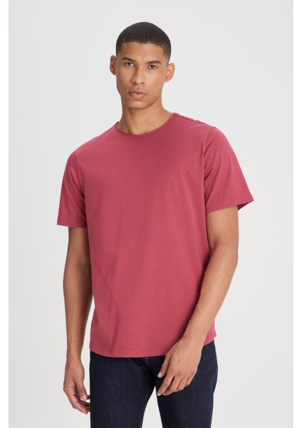 Regular Fit Normal Kesim Bisiklet Yaka %100 Pamuk Gül Kurusu Tişört fiyatları