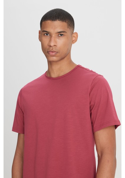 Regular Fit Normal Kesim Bisiklet Yaka %100 Pamuk Gül Kurusu Tişört fırsatları