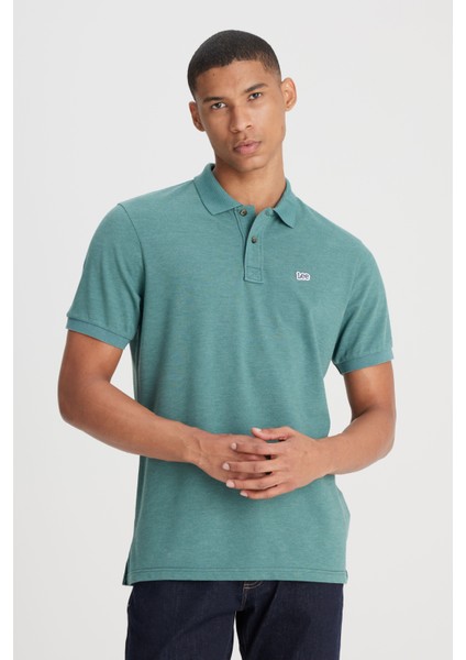 Regular Fit Normal Kesim Polo Yaka İndigo Tişört