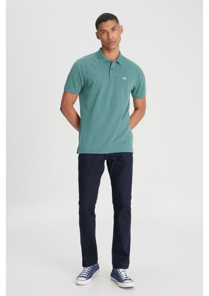 Regular Fit Normal Kesim Polo Yaka İndigo Tişört