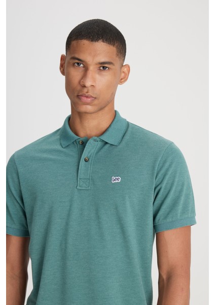 Regular Fit Normal Kesim Polo Yaka İndigo Tişört