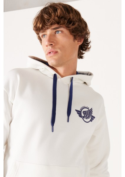 Loose Fit Rahat Kesim Kapüşonlu İçi Polarlı Yeşil Sweatshirt