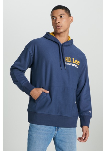 Loose Fit Rahat Kesim Kapüşonlu Şardonlu Kırmızı Sweatshirt