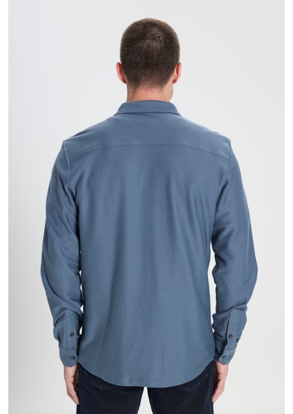 Regular Fit Normal Kesim %100 Pamuk İndigo Gömlek