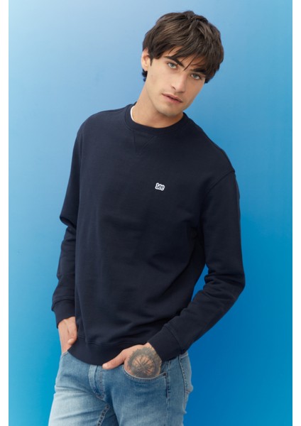 Regular Fit Normal Kesim %100 Pamuk Bisiklet Yaka Şardonlu Sweatshirt