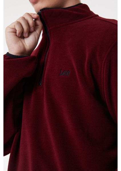 Regular Fit Normal Kesim Dik Yaka Yarım Fermuarlı Bordo Polar modelleri