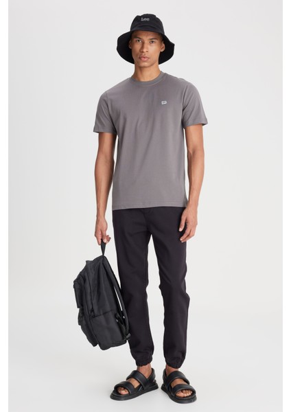 Slim Fit Dar Kesim Normal Bel Dar Paça Antrasit Jogger Pantolon