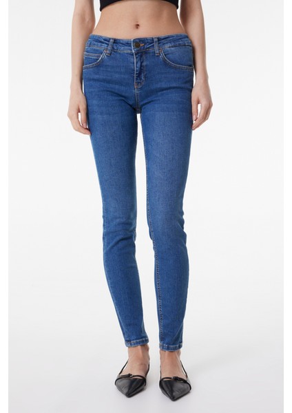 Skinny Fit Dar Kesim Normal Bel Açık Mavi Scarlett Esnek Jean Denim Kot Pantolon