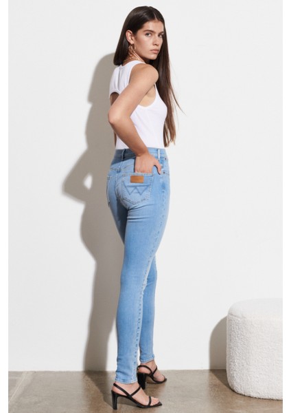 Skinny Fit Dar Kesim Yüksek Bel Esnek Jean Kot Pantolon
