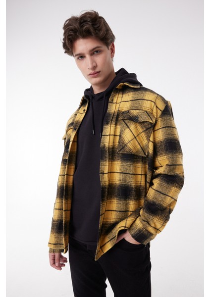 Loose Fit Rahat Kesim Ekose Hardal Siyah Şardonlu Uzun Kollu Gömlek fiyatları