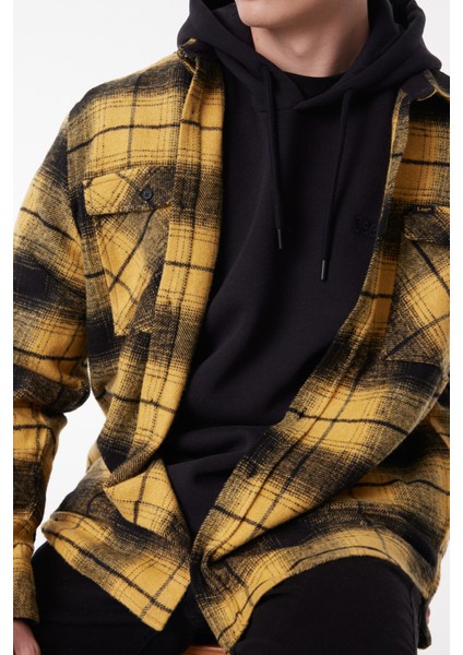 Loose Fit Rahat Kesim Ekose Hardal Siyah Şardonlu Uzun Kollu Gömlek indirimleri