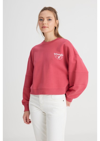 Relaxed Fit Geniş Kesim Bisiklet Yaka %100 Pamuk Bordo Sweatshirt fırsatları