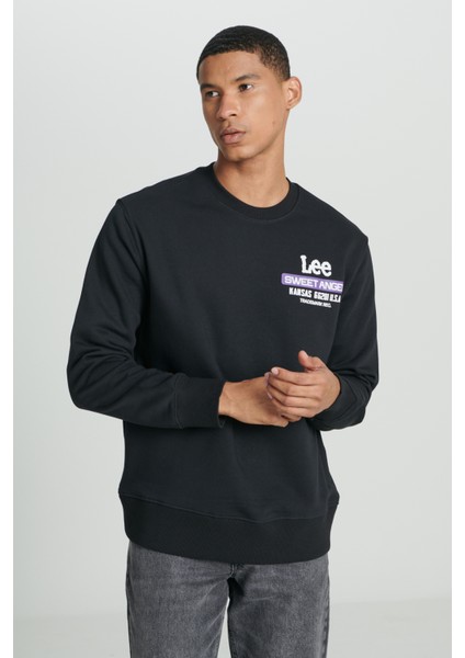Regular Fit Normal Kesim Bisiklet Yaka Şardonlu Bordo Sweatshirt