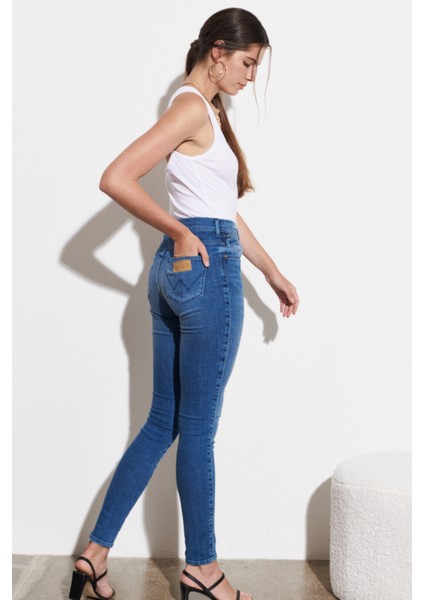 Skinny Fit Dar Kesim Yüksek Bel Esnek Jean Kot Pantolon