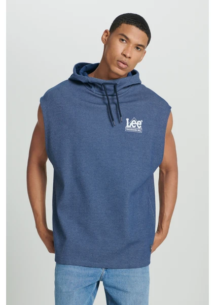 Regular Fit Normal Kesim Kapüşonlu Yaka Kolsuz Lacivert Sweatshirt