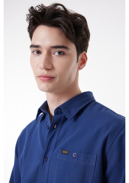 Regular Fit Normal Kesim %100 Pamuk Lacivert Uzun Kollu Gömlek