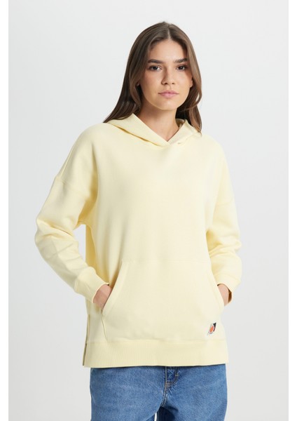 Loose Fit Rahat Kesim Kapüşonlu İçi Polarlı Sarı Sweatshirt fiyatları