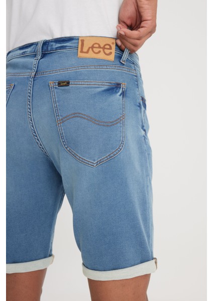 Slim Fit Dar Kesim Yüksek Bel 5 Cepli Mavi Jean Kot Şort