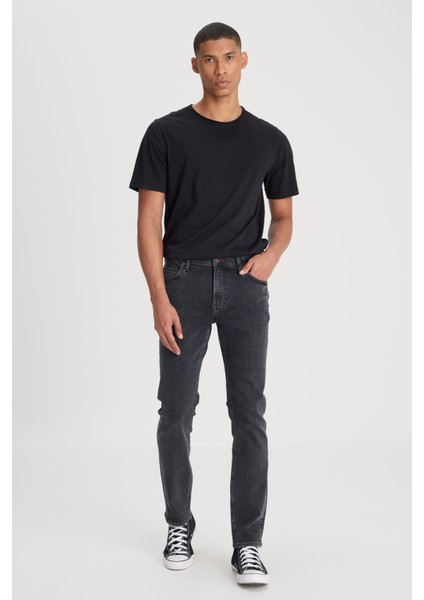 Slim Fit Dar Kesim Normal Bel Dar Paça Rider Siyah Jean Kot Pantolon fiyatları