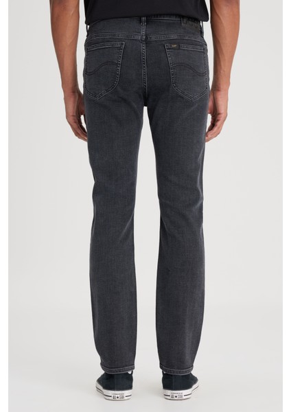 Slim Fit Dar Kesim Normal Bel Dar Paça Rider Siyah Jean Kot Pantolon