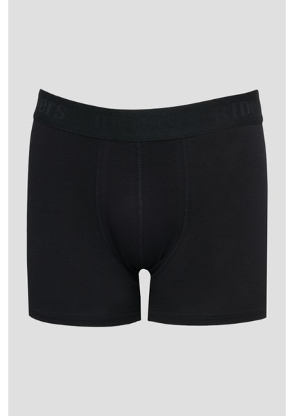 Pamuklu Esnek Regular Fit Siyah Logolu 3'lü Boxer Paketi