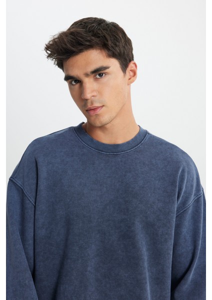 Loose Fit Rahat Kesim Bisiklet Yaka %100 Pamuk Turuncu Sweatshirt indirimleri