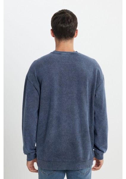 Loose Fit Rahat Kesim Bisiklet Yaka %100 Pamuk Turuncu Sweatshirt