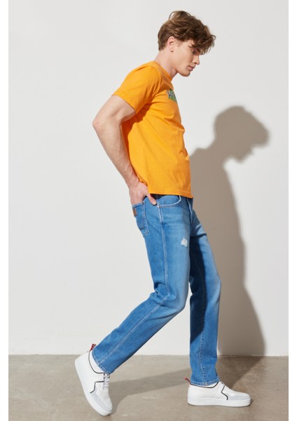Slim Fit Dar Kesim Düşük Bel Taşlamalı Gri Esnek Larston Jean Denim Kot Pantolon
