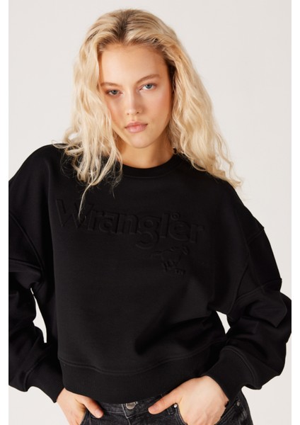 Relaxed Fit Geniş Kesim %100 Pamuk Siyah Sweatshirt indirimleri