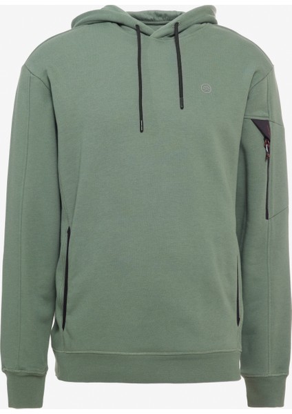Regular Fit Normal Kesim Kapüşonlu Yeşil Sweatshirt