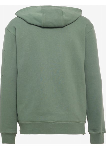 Regular Fit Normal Kesim Kapüşonlu Yeşil Sweatshirt