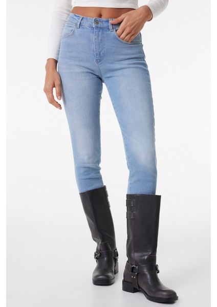 Skinny Fit Dar Kesim Yüksek Bel Esnek Jean Kot Pantolon