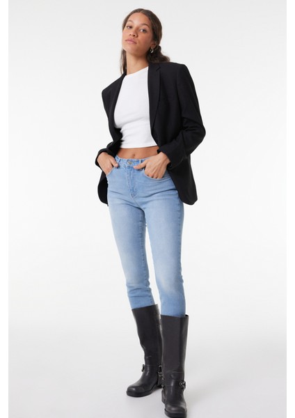 Skinny Fit Dar Kesim Yüksek Bel Esnek Jean Kot Pantolon fiyatları