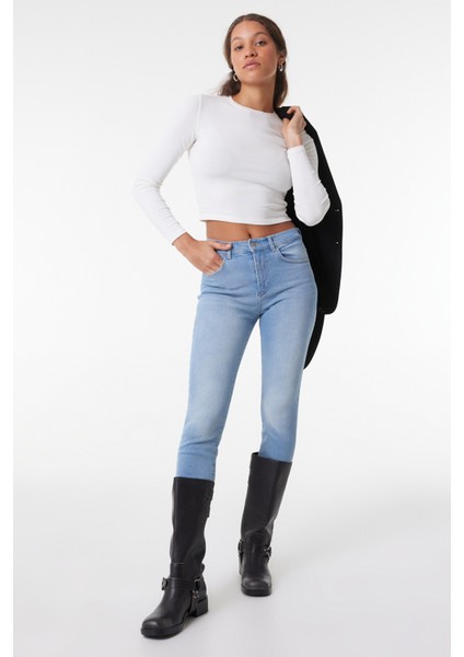 Skinny Fit Dar Kesim Yüksek Bel Esnek Jean Kot Pantolon modelleri