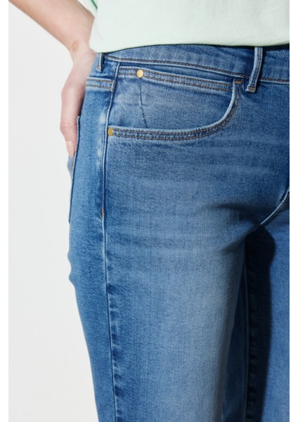 Bootcut Fit Normal Bel Bol Paça Esnek Jean Kot Pantolon