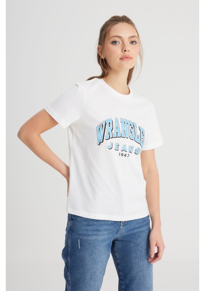 Regular Fit Normal Kesim Bisiklet Yaka %100 Pamuk Kırık Beyaz Tişört