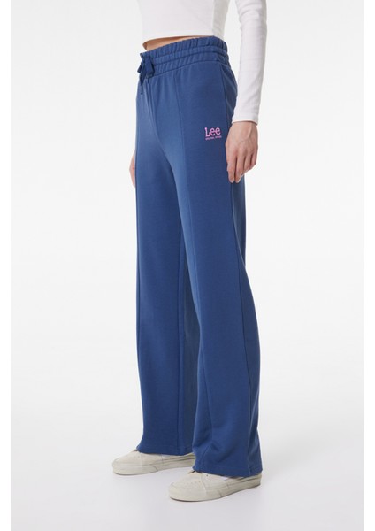 Loose Fit Rahat Kesim Normal Bel Geniş Paça Şardonlu Mavi Sweatpant