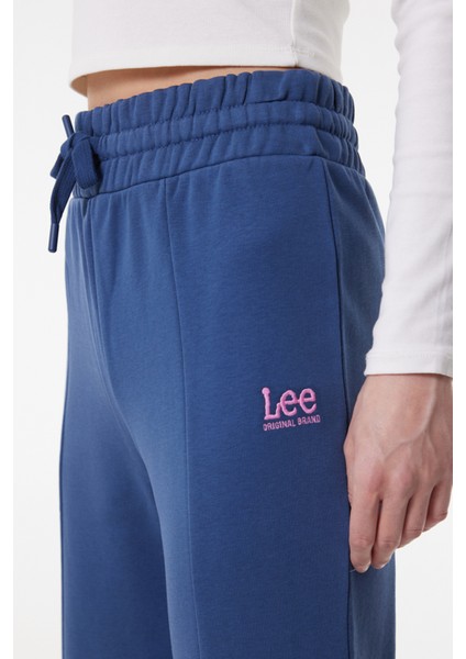 Loose Fit Rahat Kesim Normal Bel Geniş Paça Şardonlu Mavi Sweatpant