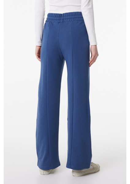 Loose Fit Rahat Kesim Normal Bel Geniş Paça Şardonlu Mavi Sweatpant