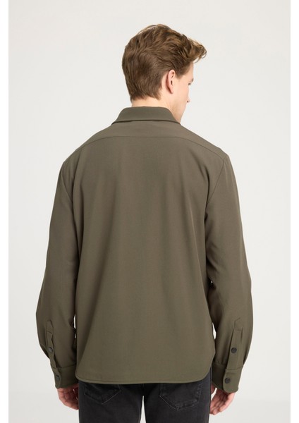 Loose Fit Rahat Kesim Haki Gömlek Ceket